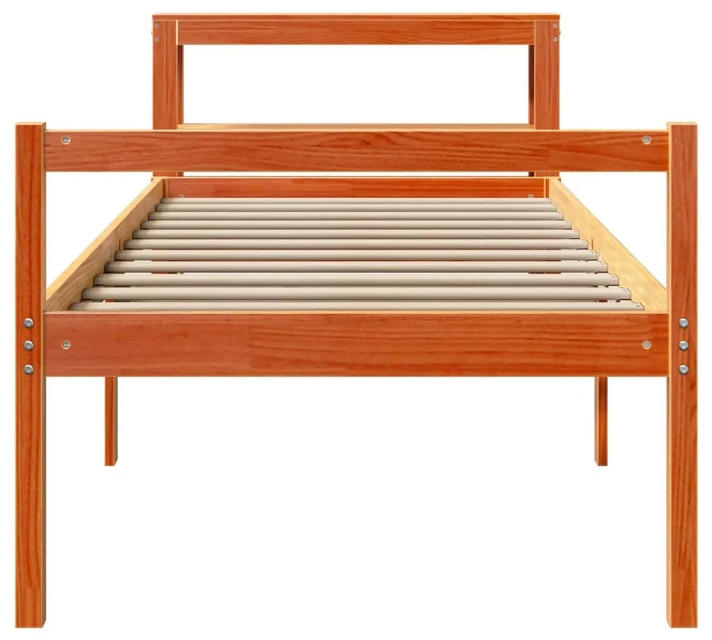 Estrutura cama c/ cabeceira 75x190 cm pinho maciço castanho-mel