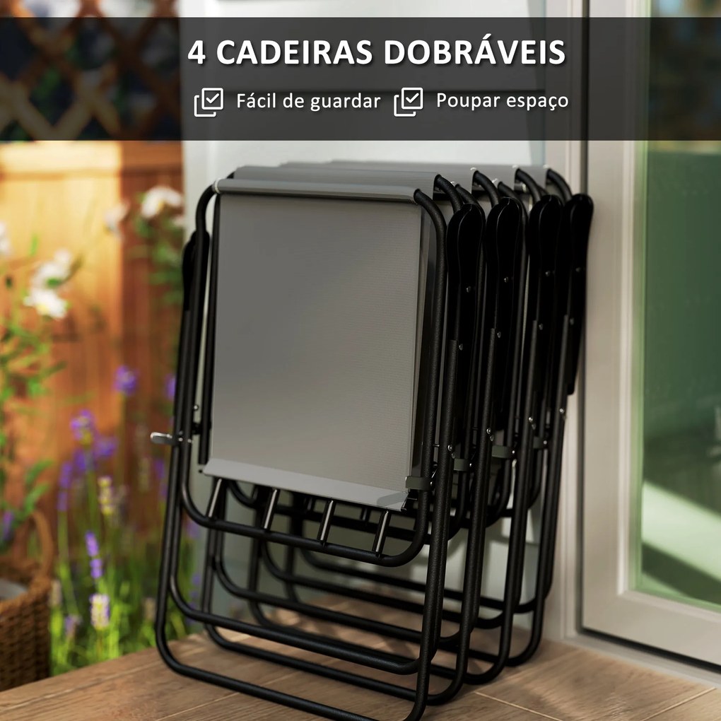Conjunto de Mesa e Cadeiras de Jardim de 6 Peças Móveis de Jardim Exte