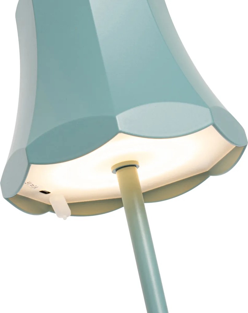 Candeeiro de Mesa Retro Azul Mineral Recarregável IP44 - Granny