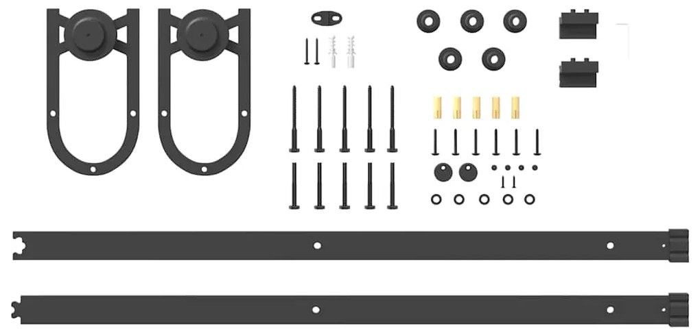 Kit de ferragens para porta deslizante 200 cm aço preto