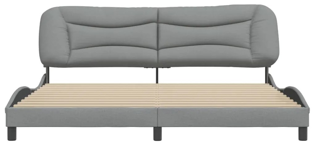 Estrutura de cama sem colchão 200x200 cm tecido cinzento-claro