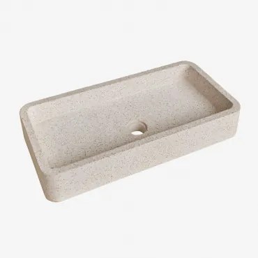 Lavabo Retangular 60x30 Cm Em Cimento Ronald Branco Pedra - Sklum
