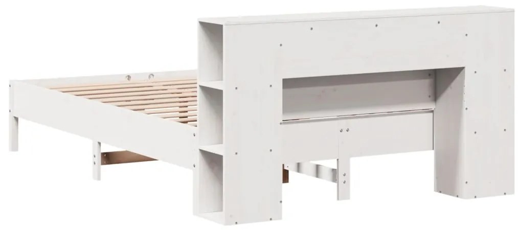 Cama com estante sem colchão 120x200 cm pinho maciço branco