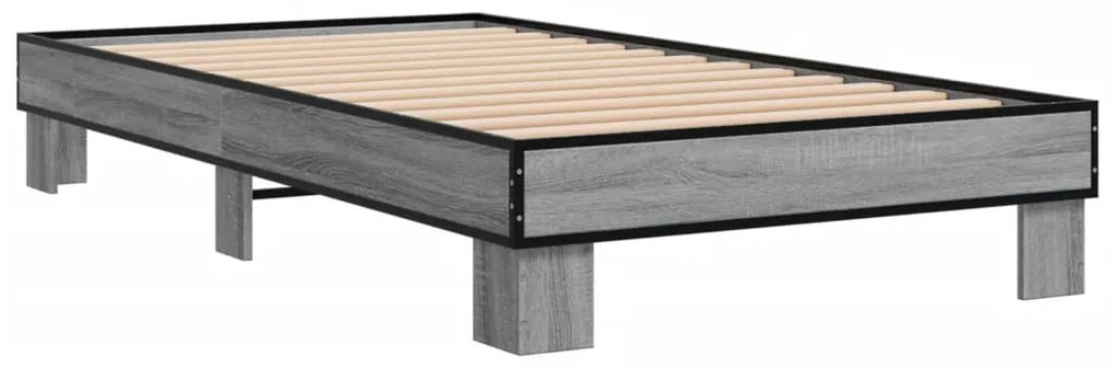 Estrutura cama 100x200 cm derivados madeira/metal cinza sonoma