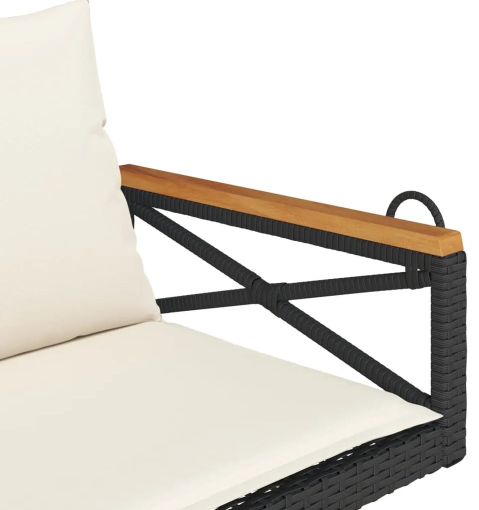 Banco baloiço com almofadões 109x62x40 cm vime PE preto