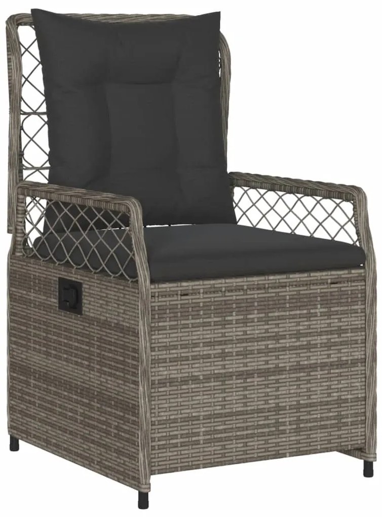 9 pcs conjunto de jantar p/ jardim c/ almofadões vime PE cinza