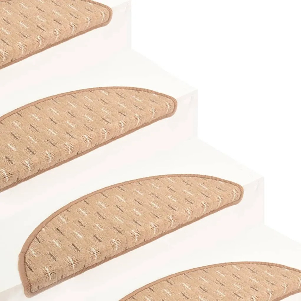 Tapete/carpete para degraus 15 pcs 56x17x3 cm castanho-claro