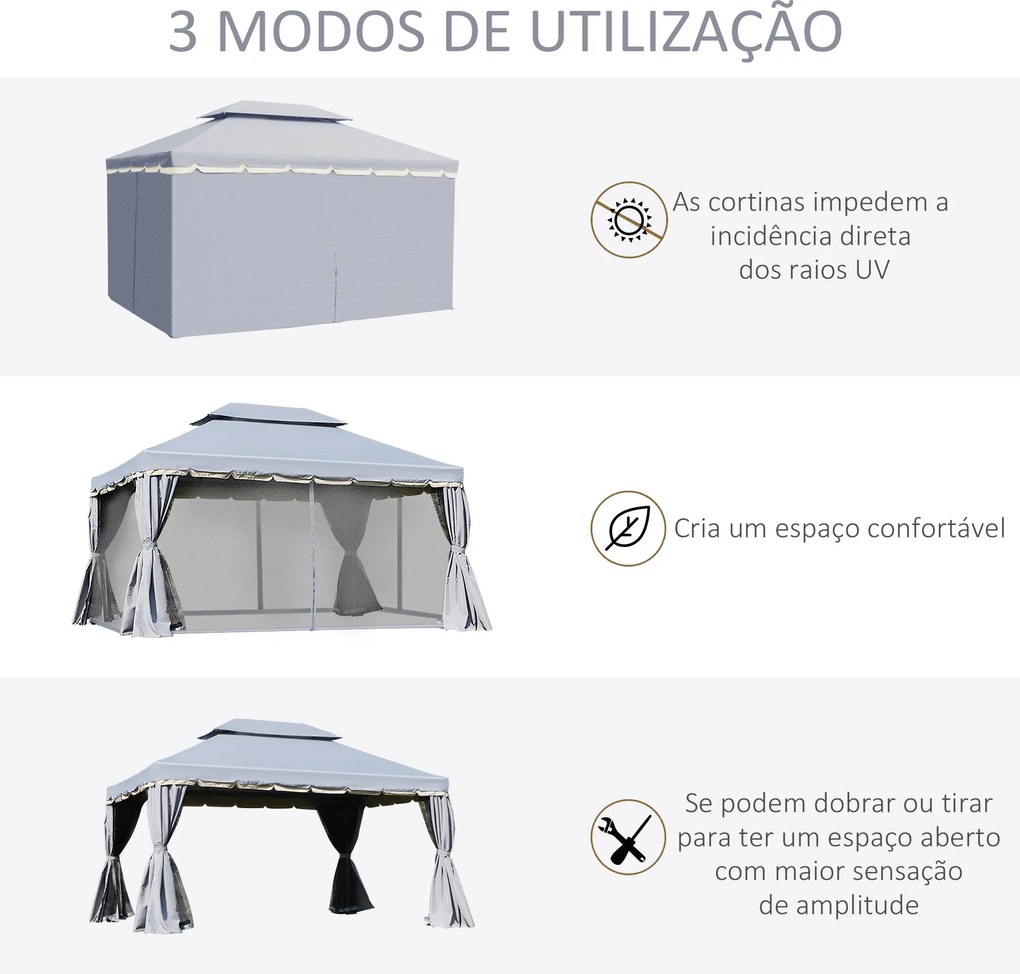 Pérgola de Jardim 4x3m Pérgola de Alumínio com Teto de Ventilação 4 Co