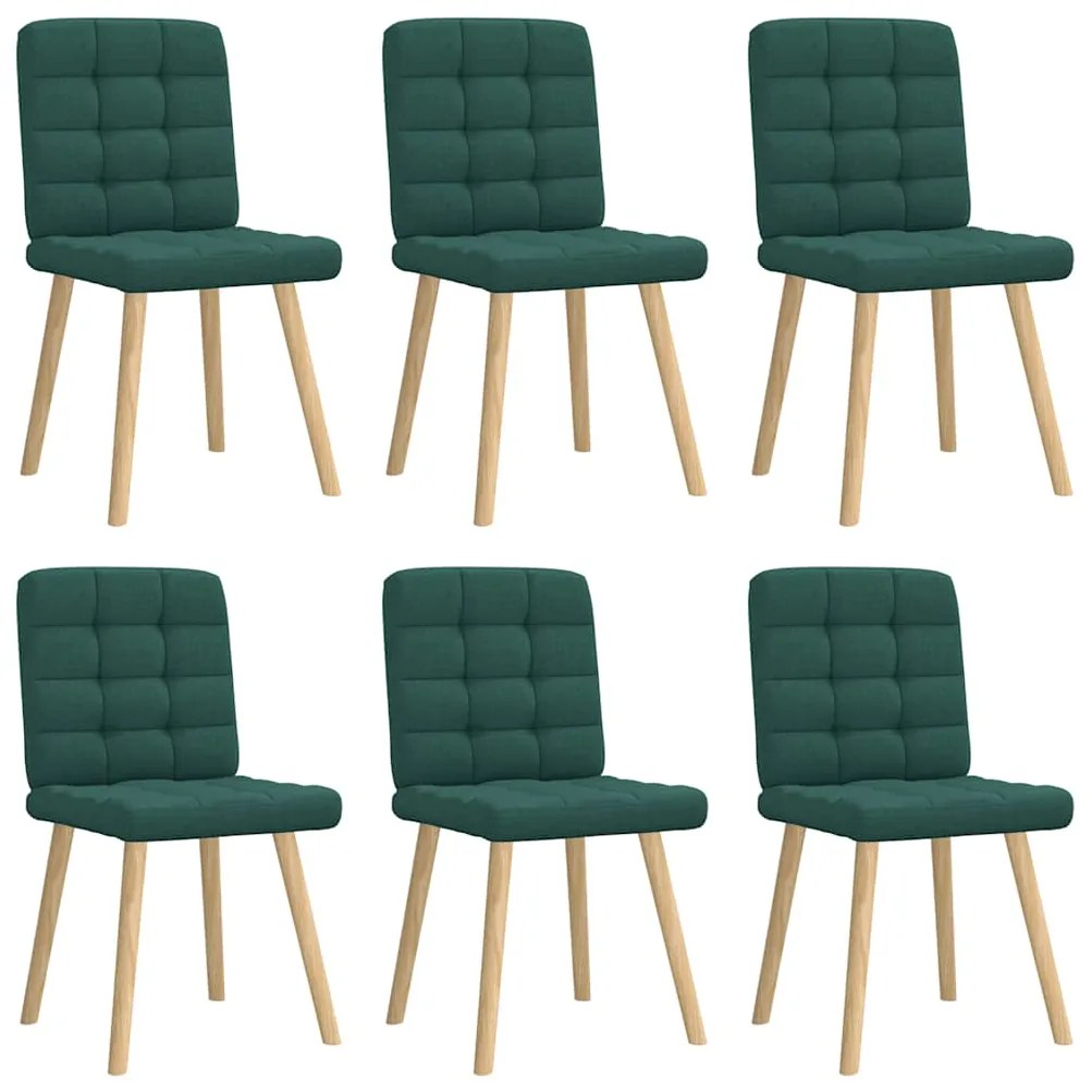 Cadeiras de jantar 6 pcs tecido verde-escuro