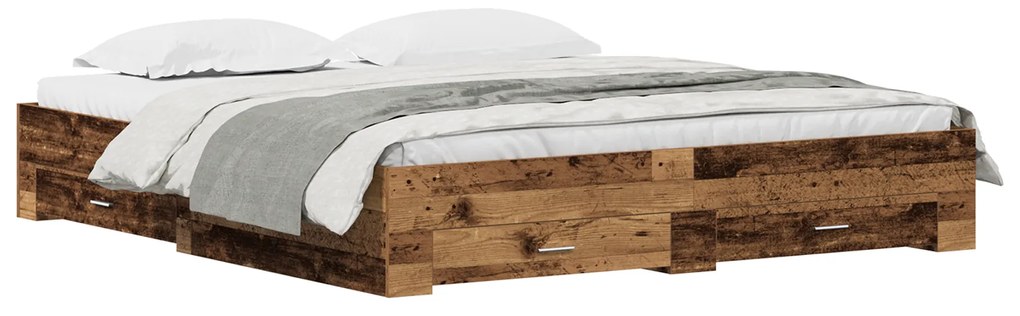 Cama com Gavetas vidaXL Madeira Velha 180x200 cm Madeira de Engenharia