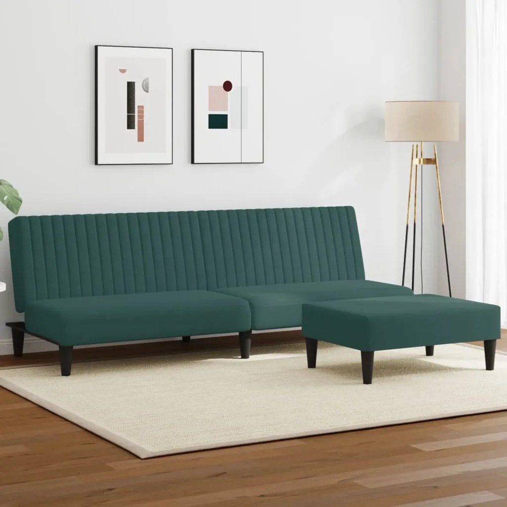 2 pcs conjunto de sofás veludo verde-escuro