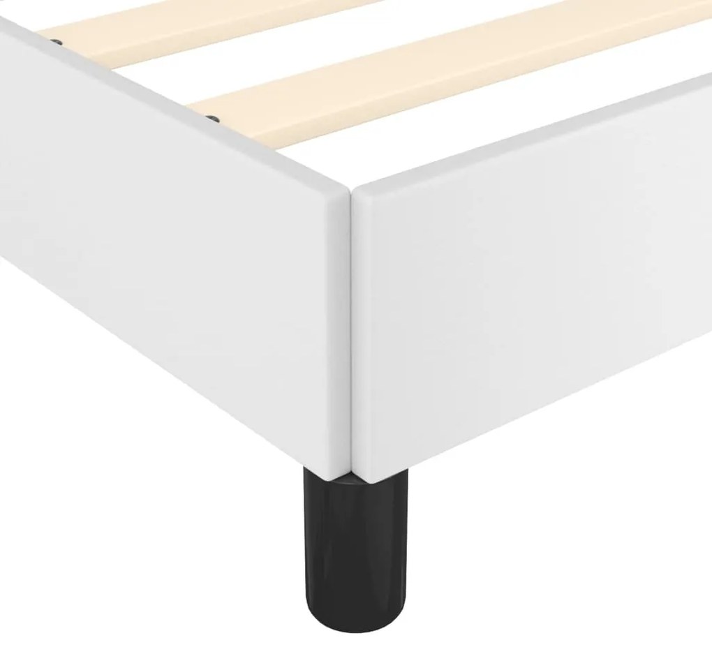 Estrutura de Cama Salu com Cabeceira em Couro Artificial Branco - 180x