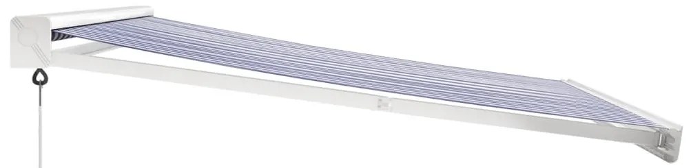 Toldo retrátil 3,5x2,5 m tecido e alumínio azul e branco