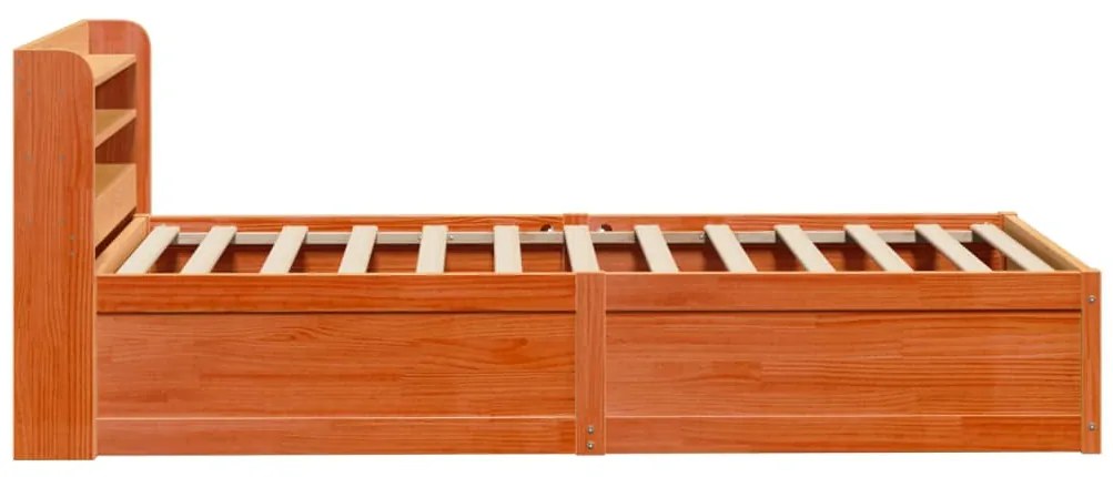 Estrutura cama c/ cabeceira 100x200cm pinho maciço castanho-mel
