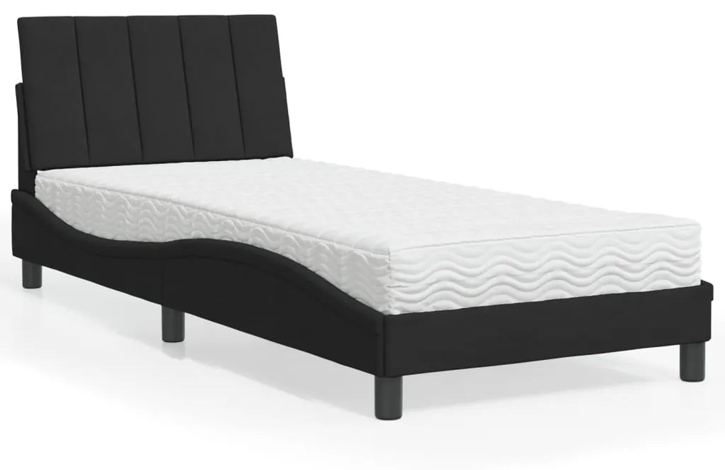 Cama com colchão 90x190 cm veludo preto