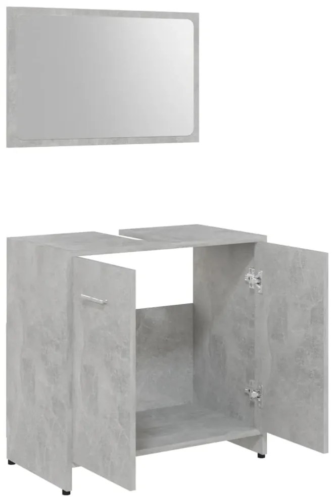 Conj. móveis casa de banho derivados madeira cinzento cimento