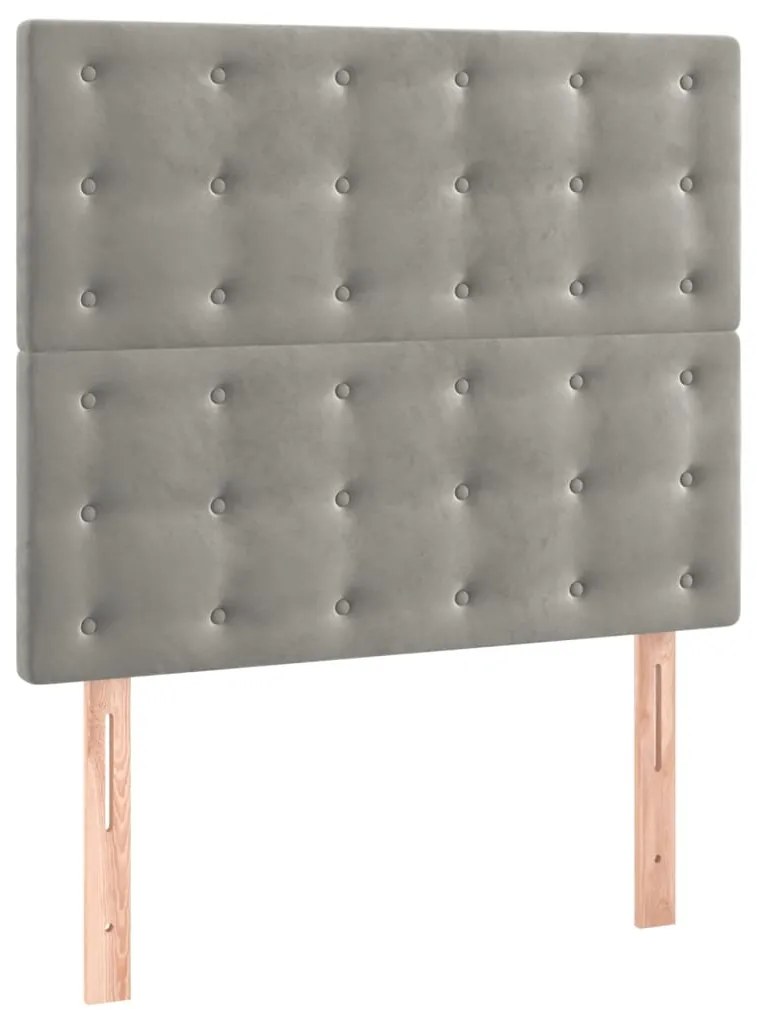 Cama com molas/colchão 100x200 cm veludo cinza-claro