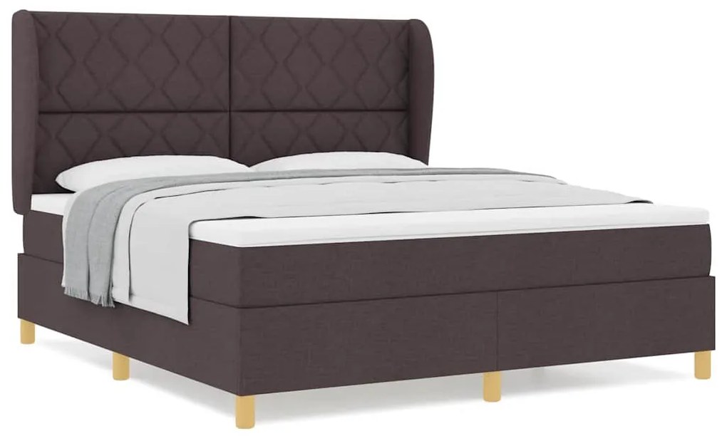 Cama Box Spring vidaXL com Colchão Marrom Escuro 180x200 cm Tecido