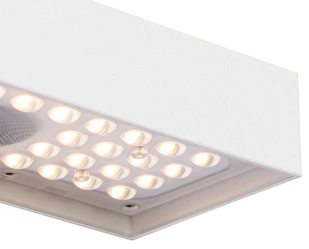 LED Candeeiro de parede exterior branco com luz regulável e sensor solar - Kayo Moderno