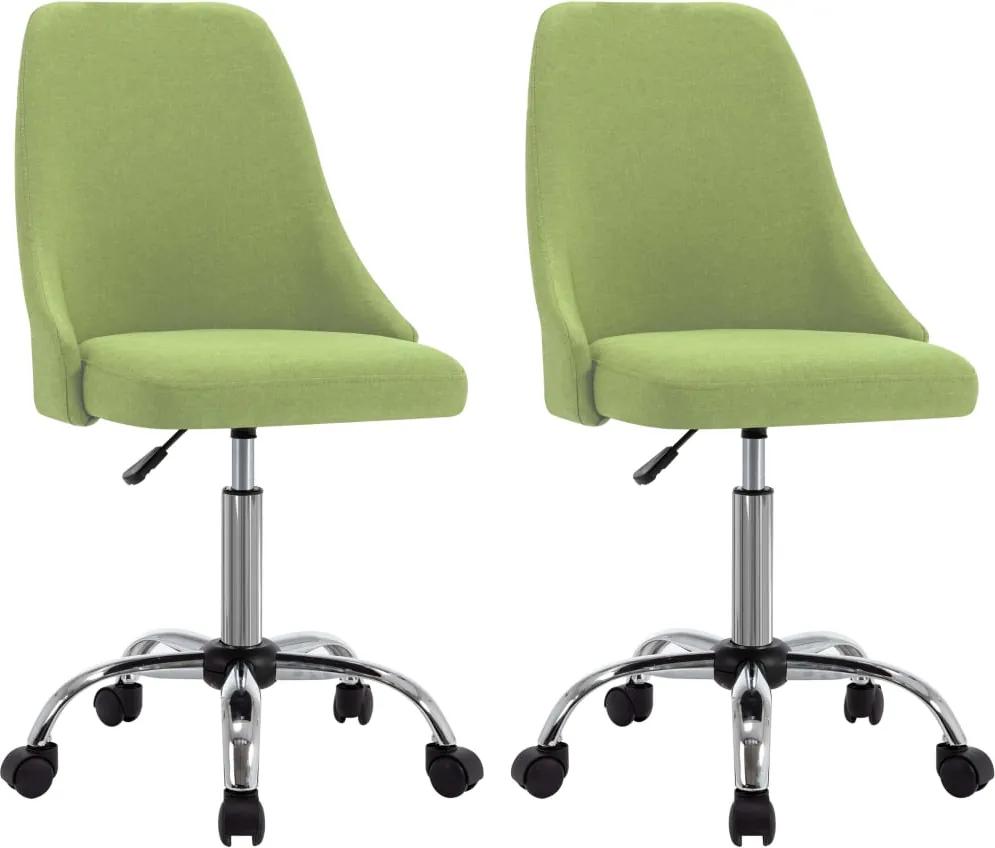 Cadeiras de escritório com rodas 2 pcs tecido verde