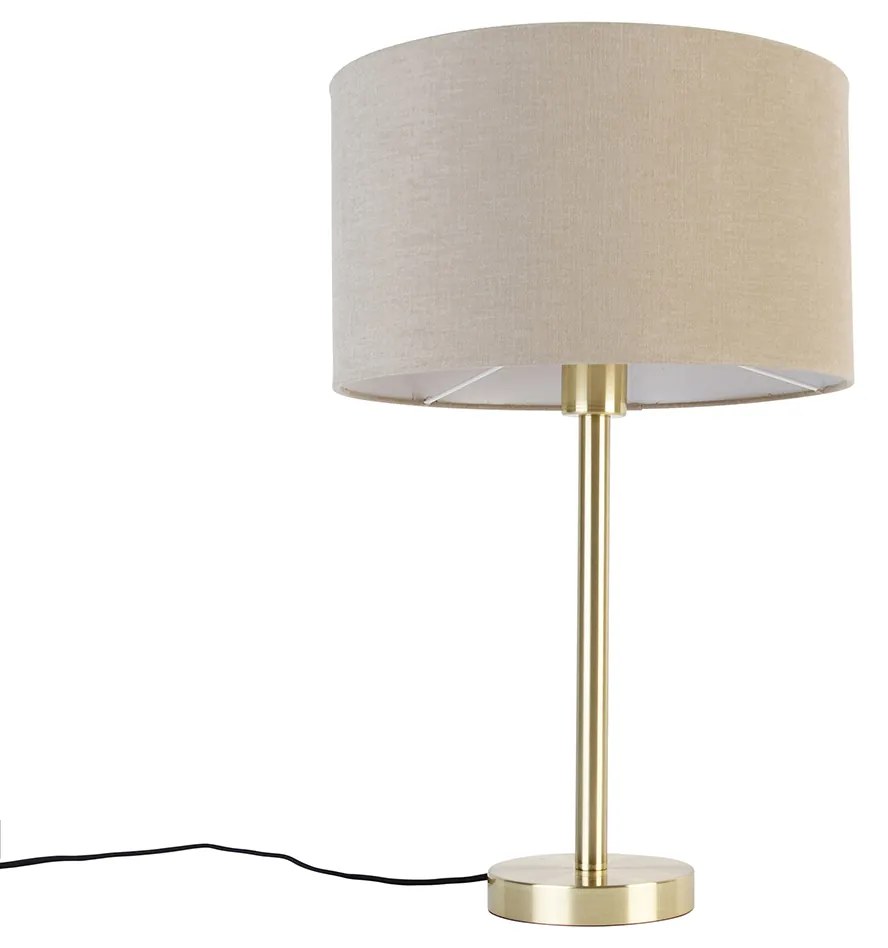 Candeeiro de mesa clássico em latão com cúpula castanho claro 35 cm - Simplo Design