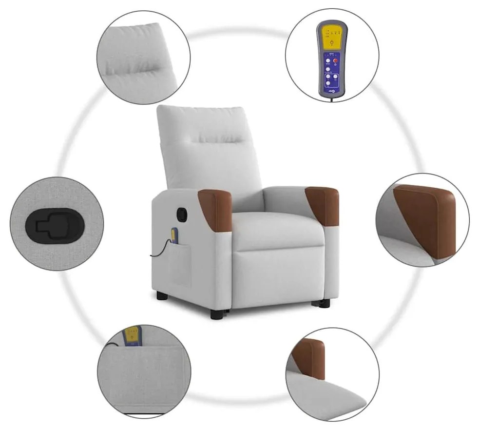 Poltrona elevatória de massagens tecido cinzento-nublado