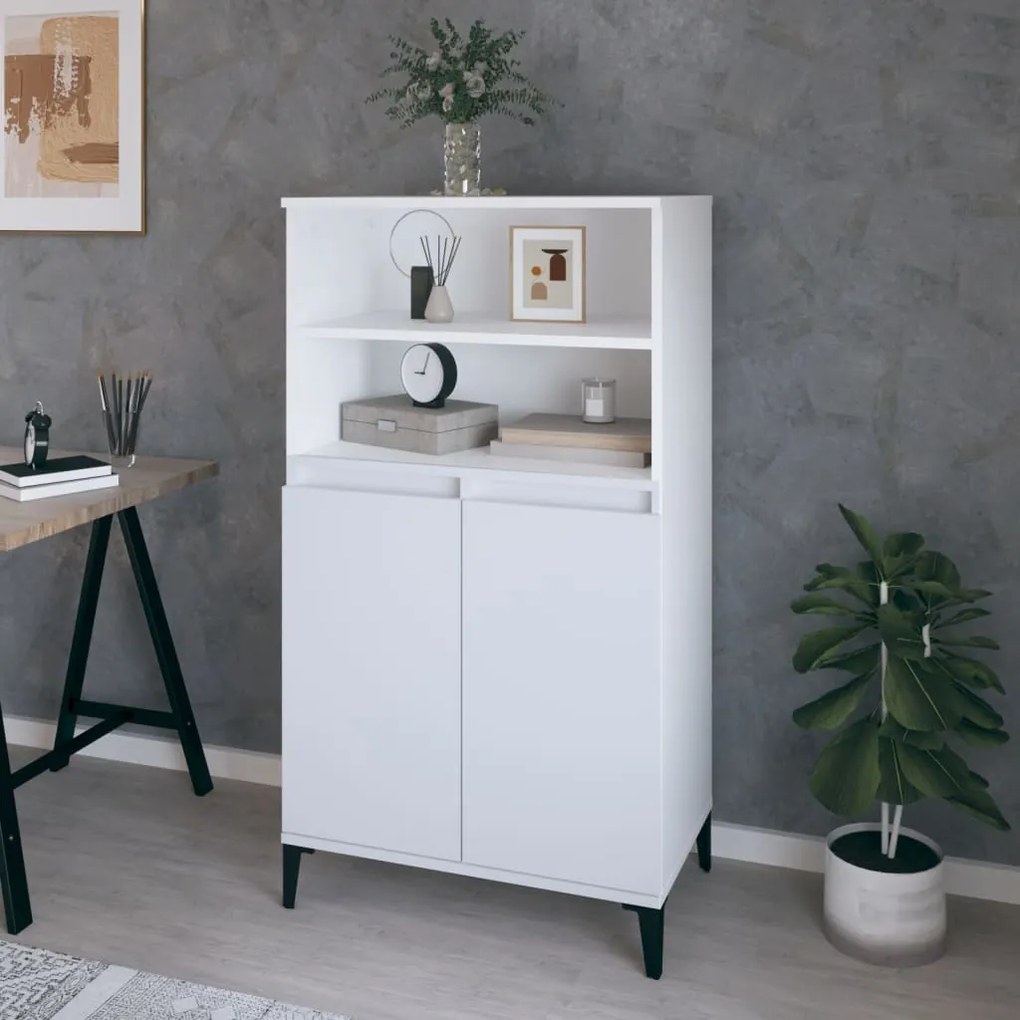 vidaXL Aparador alto 60x36x110 cm derivados de madeira branco