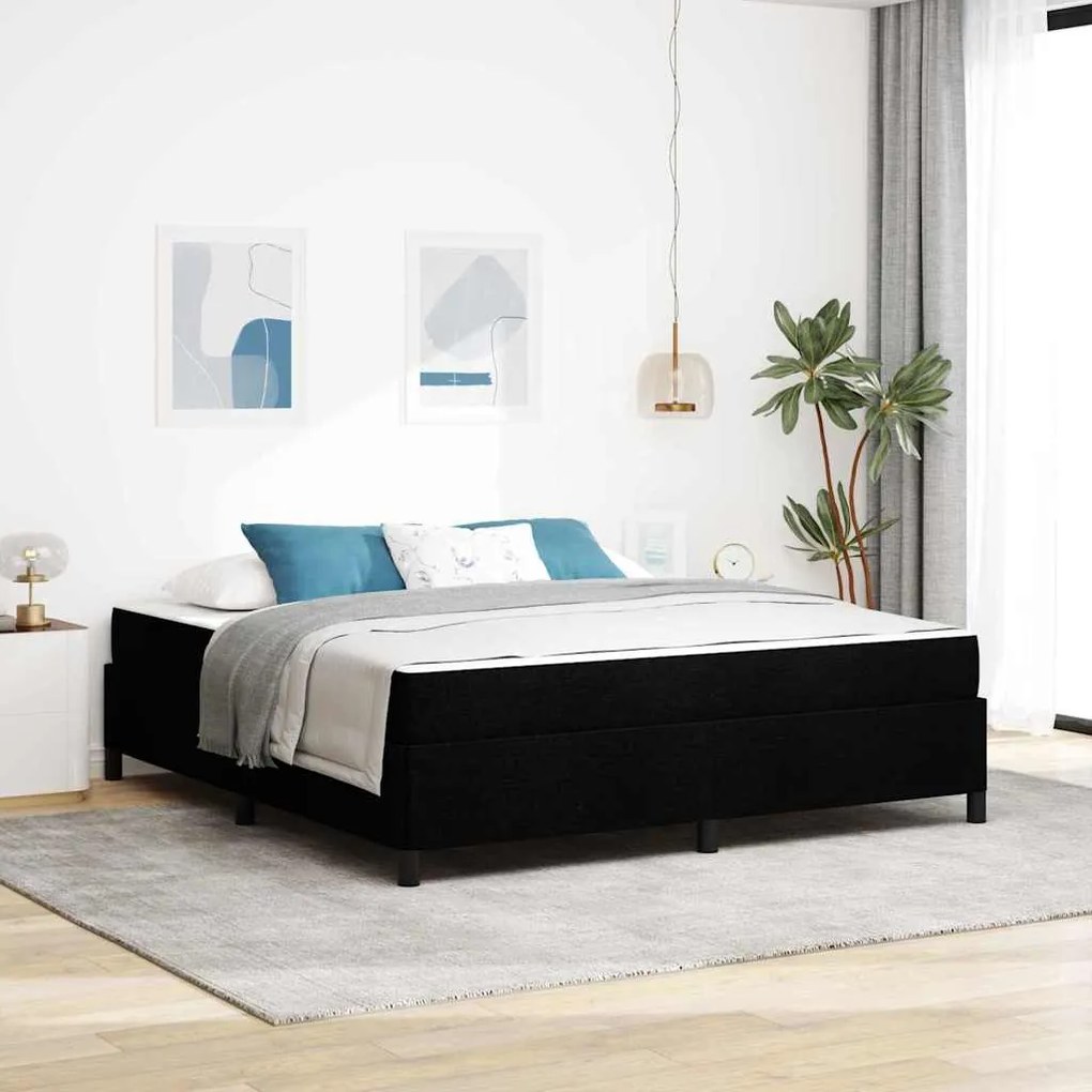 vidaXL Cama Box Preto 180 x 200 cm Tecido, Madeira de Engenharia