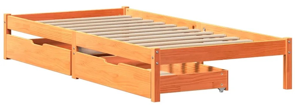Cama sem colchão 100x200 cm pinho maciço castanho-mel