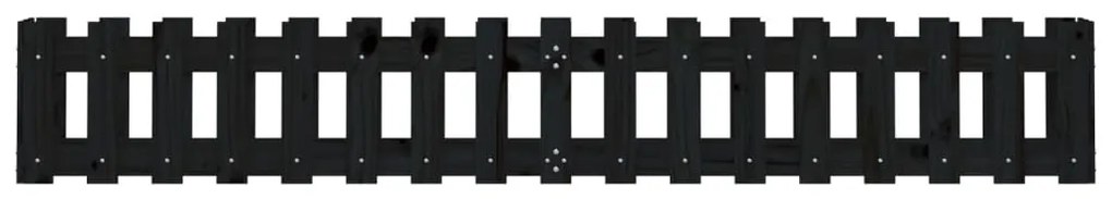 Canteiro elevado c/ design cerca 200x30x30cm pinho maciço preto