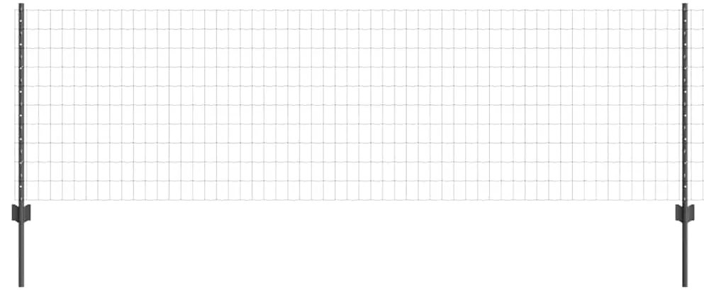 Cerca Euro com 5 Postes U Cinza 0.8x10 m Aço