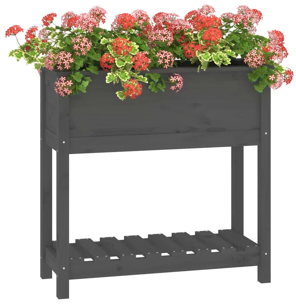 Vaso/floreira com prateleira 82,5x34,5x81 cm pinho maciço cinza