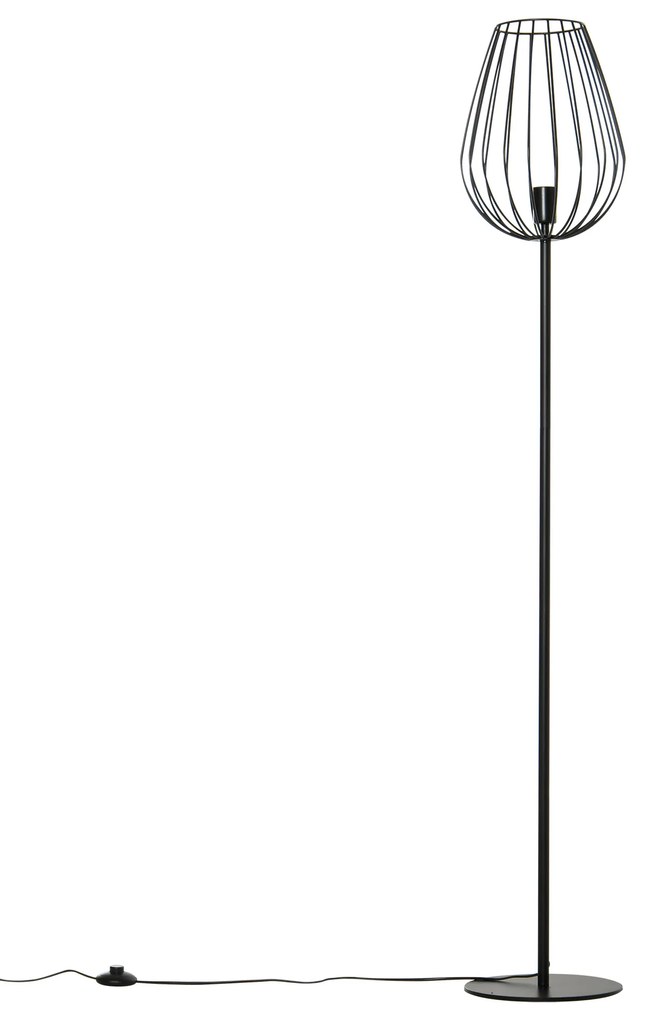 Lâmpada de pé com base de metal moderno com interruptor de pé Ф27,5x159 cm Preto