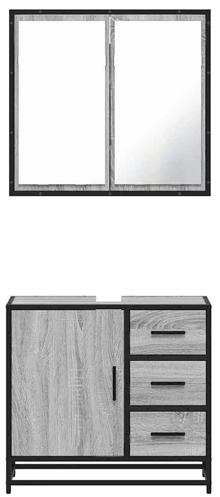 2 pcs conjunto móveis WC derivados de madeira sonoma cinza
