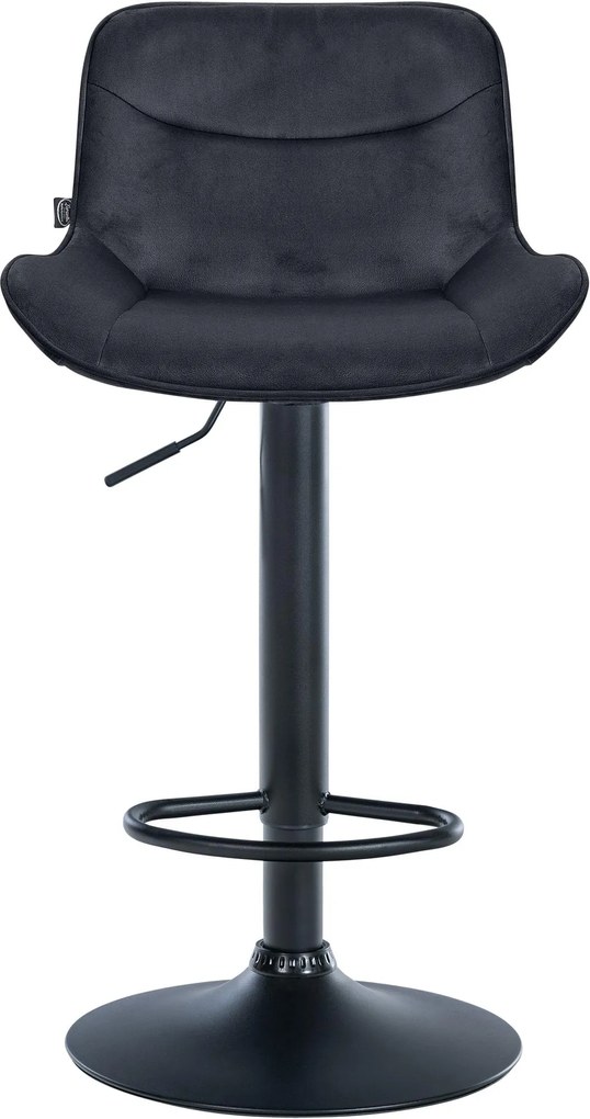 Banco alto em veludo com estrutura preta 85-106 x 49 x 51 cm preto