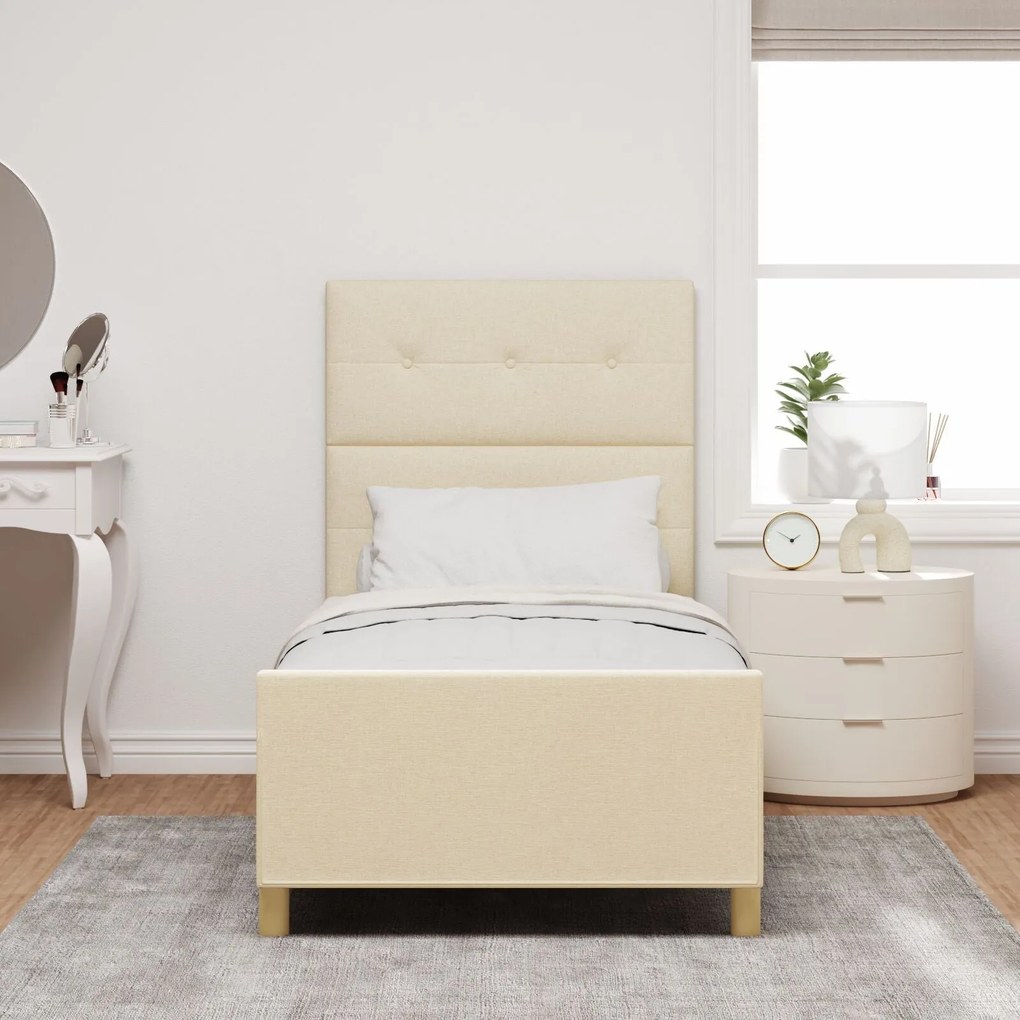 Cama vidaXL Creme 90x190 cm em Tecido