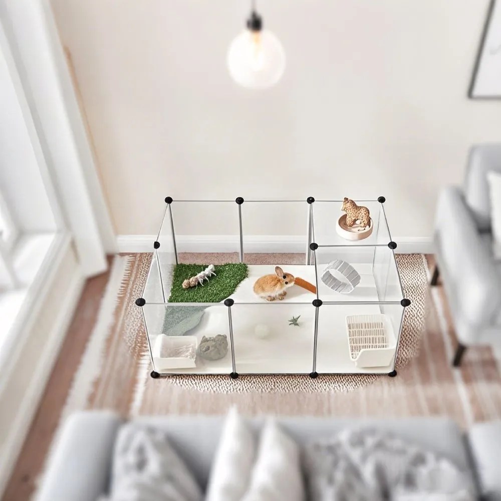 Parque animais de estimação Plástico com painéis no chão 125 x 63 x 42 cm Branco