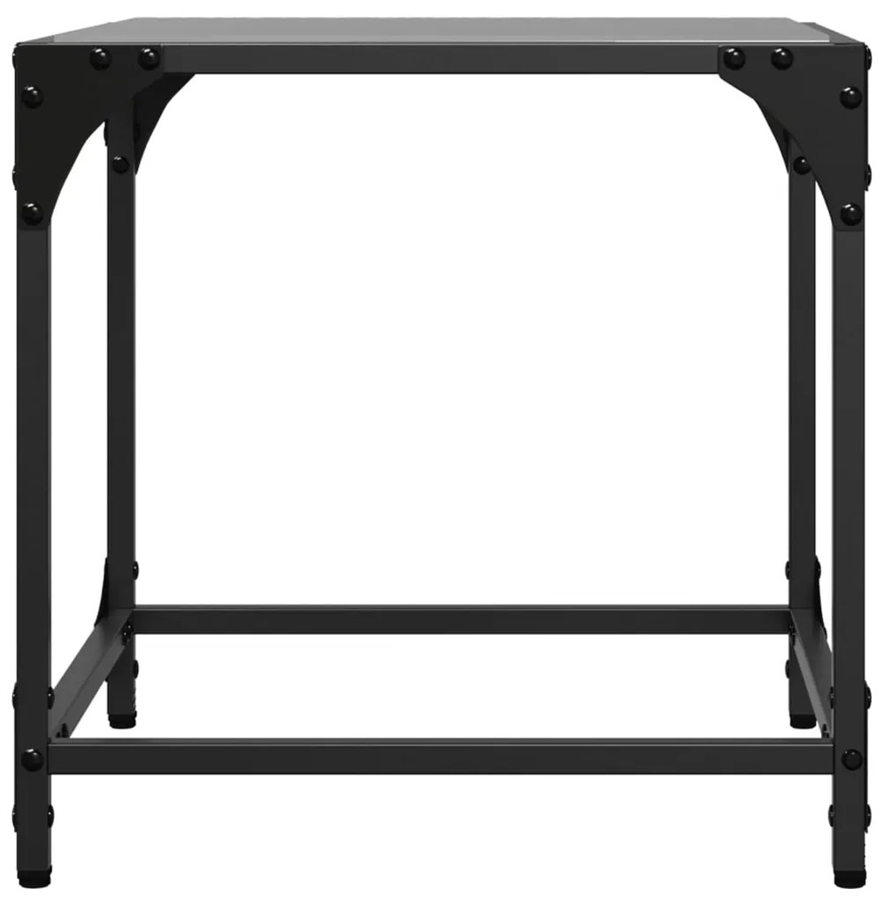 Mesas de centro c/ topo em vidro preto 2 pcs 40x40x40 cm aço