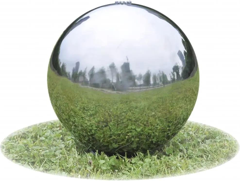 Fonte esfera com LEDs para jardim 30 cm aço inoxidável