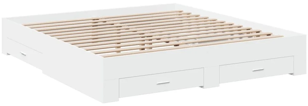 Estrutura de cama c/ gavetas 200x200cm derivados madeira branco