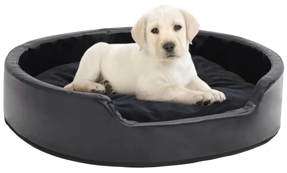 vidaXL Ninho para cães 79x70x19 cm pelúcia/couro artificial preto