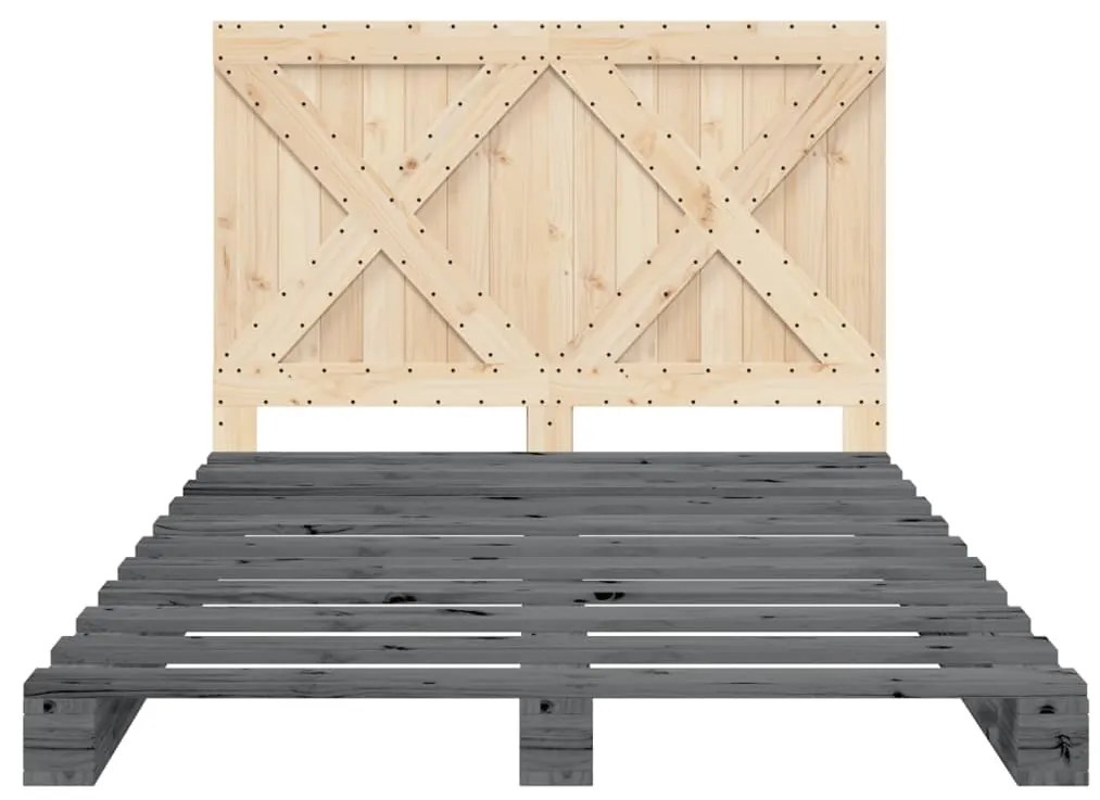 Estrutura de cama com cabeceira 140x200 cm pinho maciço cinza