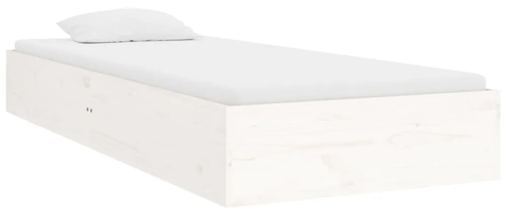 Estrutura de cama solteiro 90x190 cm madeira maciça branco