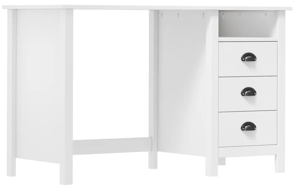 vidaXL Secretária Hill c/ 3 gavetas 120x50x74 cm pinho maciço
