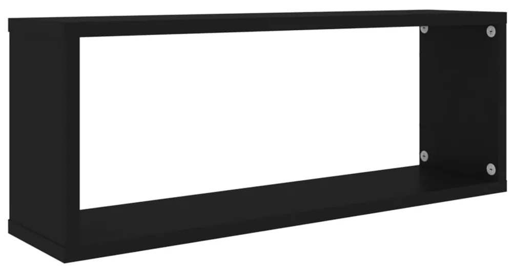 Prateleiras parede forma de cubo 2 pcs derivados madeira preto