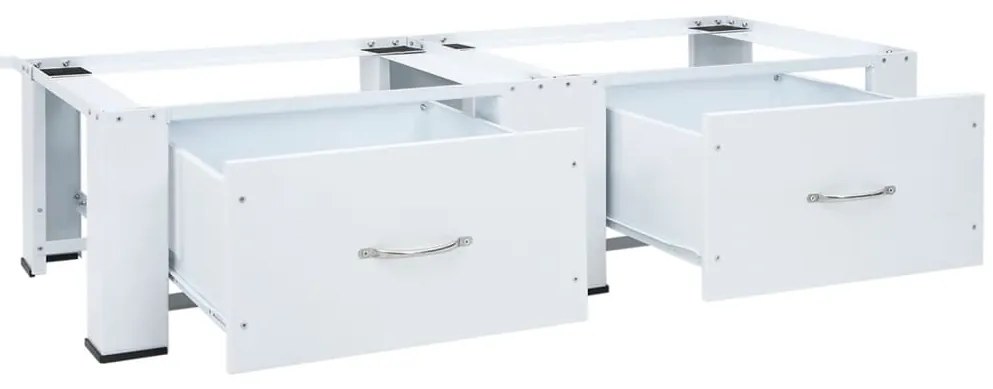 Suporte para máquina de lavar roupa duplo com gavetas branco
