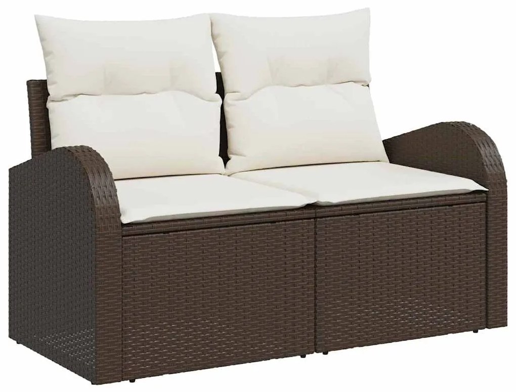 vidaXL Conjunto de Sofá de Jardim com almofada 5 pcs Marrom e Creme