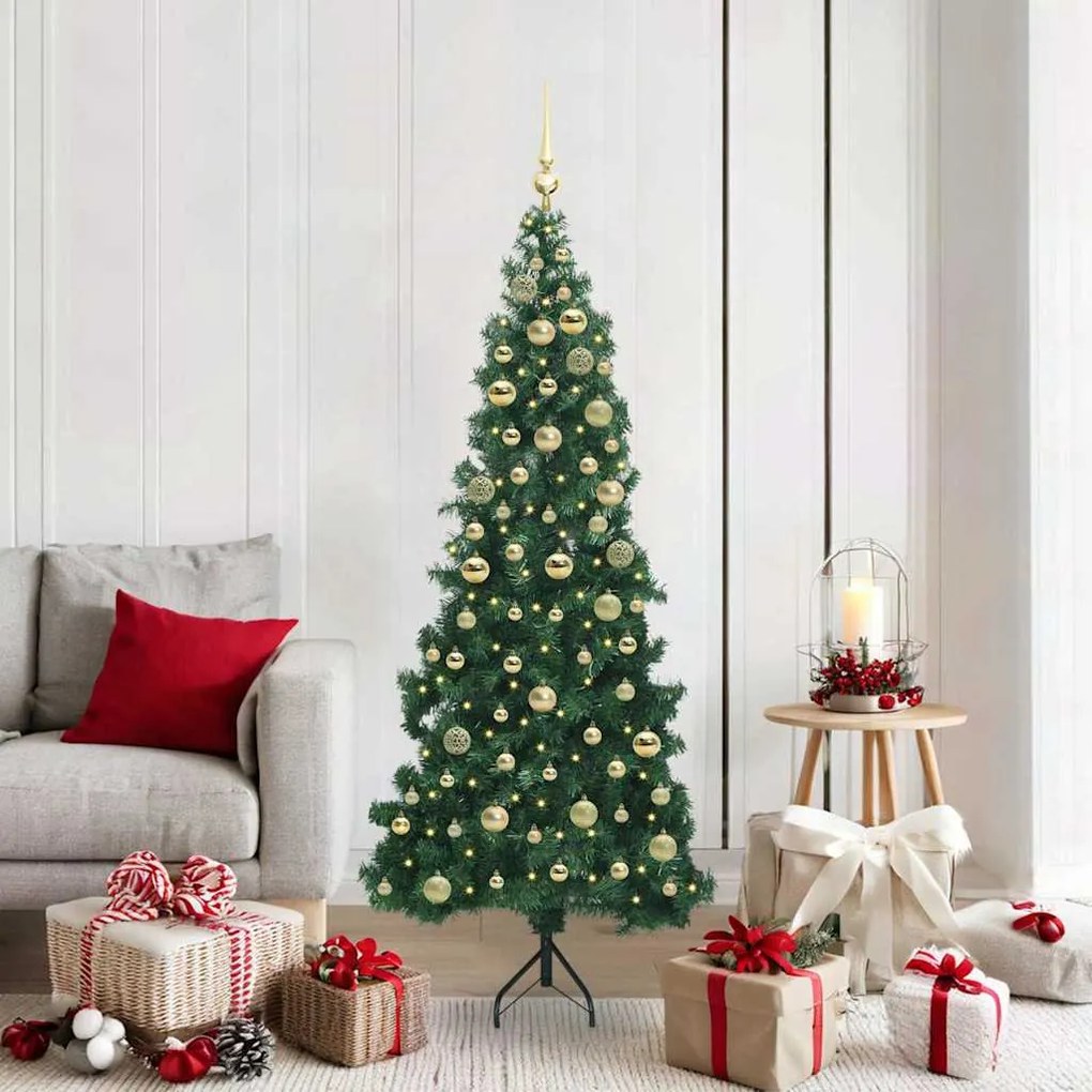 vidaXL Árvore de Natal artificial de canto Verde 180 cm PVC e Metal