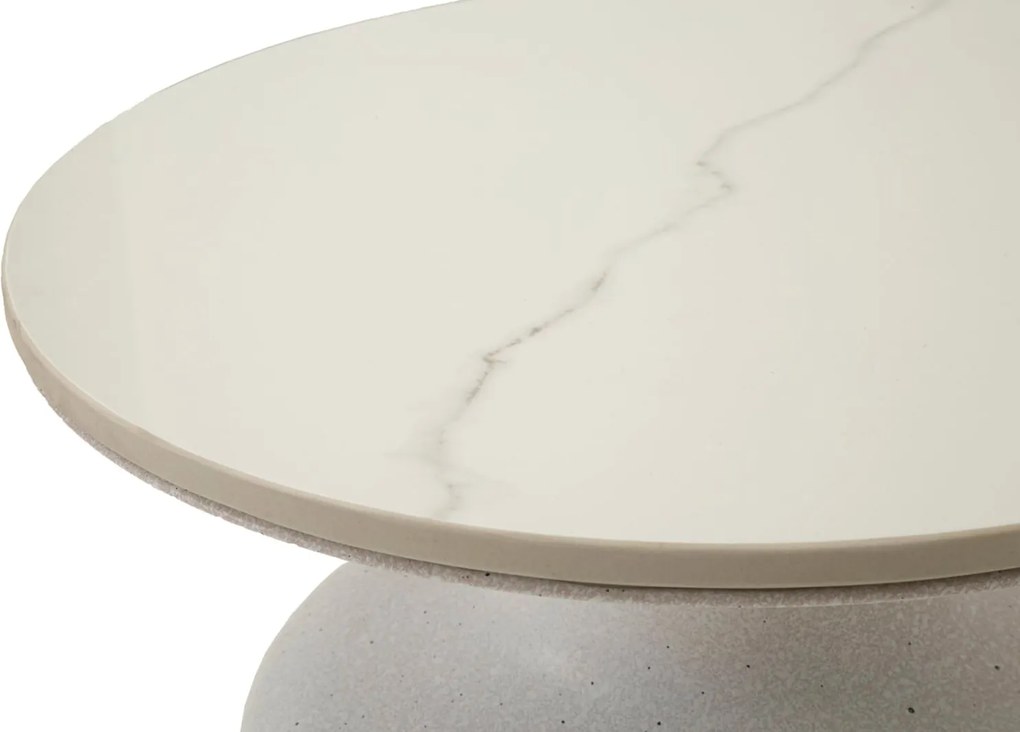 Mesa de Centro White Fush - Base de Ferro e Topo Cerâmico Branco - Ø 4