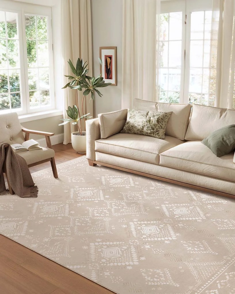 Tapete Boho 200 x 290 cm felpudo bege cappuccino